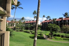 Lanai view to Mt. Haleakala and inner courtyard