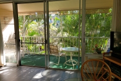 View to the gardens and pool area