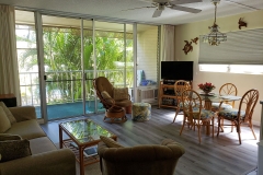 Upgraded living room with view to the gardens