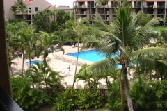 Large pool and spa in a tropical setting