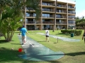 One of three shuffleboard courts